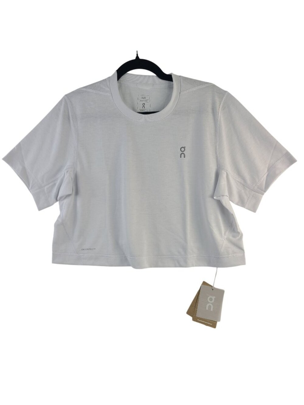 NEW On Women's Train-T Crop White Short Sleeve Shirt Sz L Lightweight Activewear